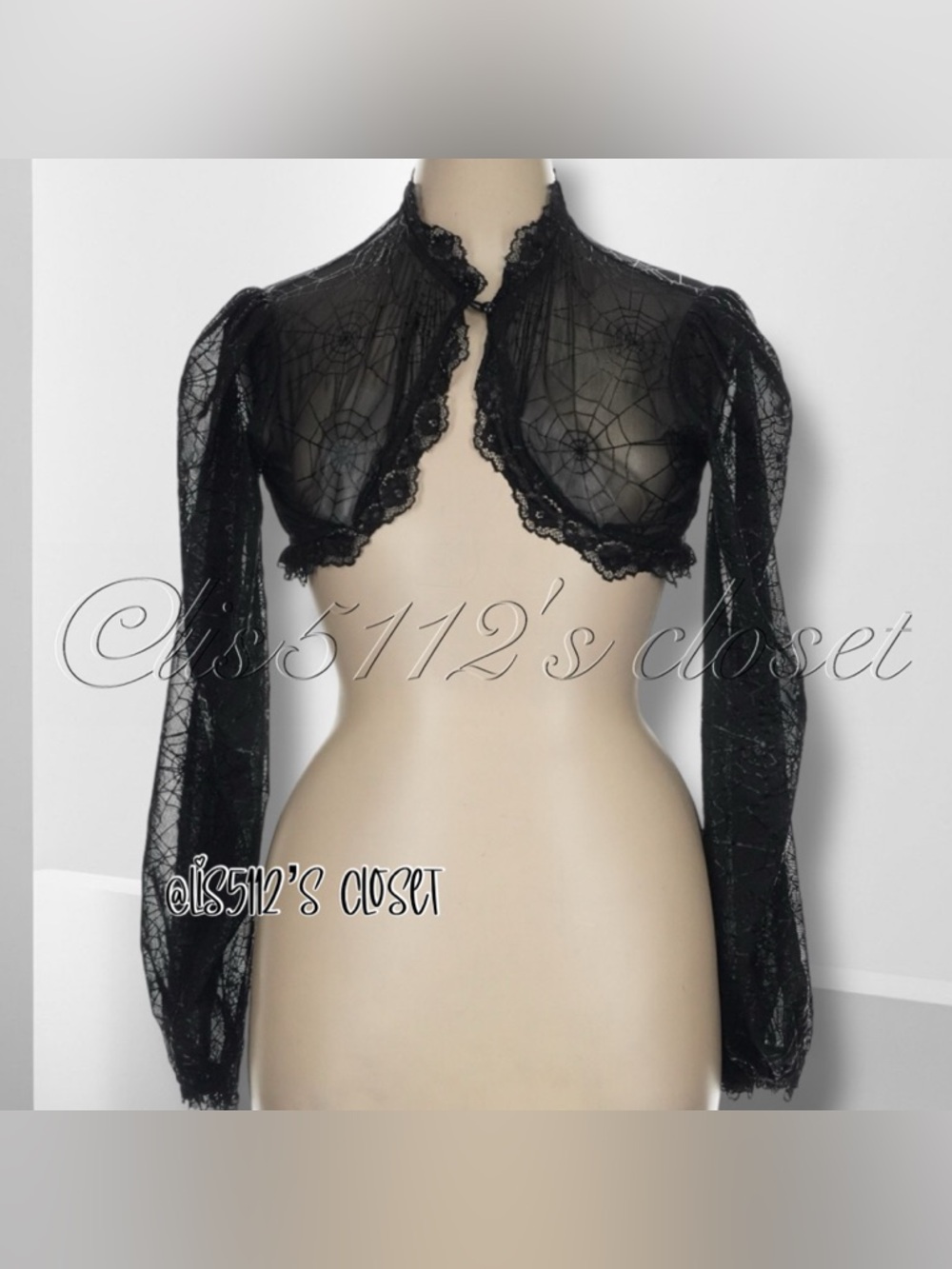 Vixen by Micheline Pitt Black Spiderweb Bolero Shrug XL - Picture 3 of 13